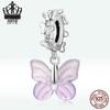 Everjoy S925 Sterling Silver Glass Butterfly Pendant & Insect Charm Bracelet
