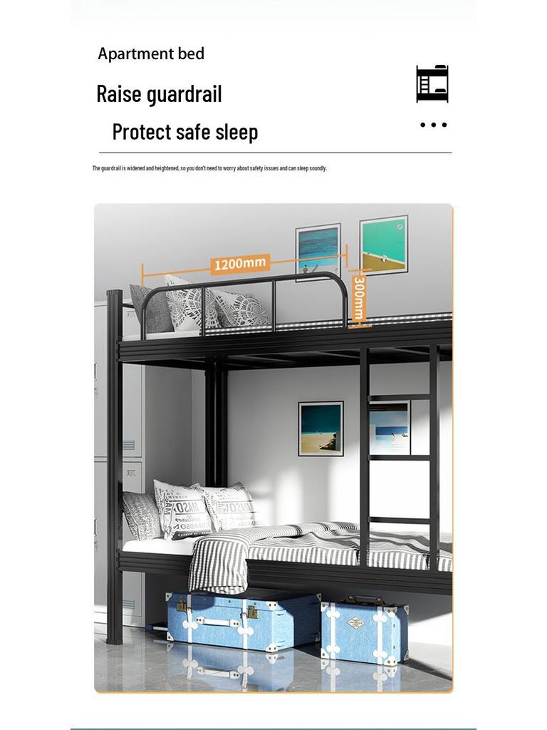 Double-Layer Steel Bunk Bed for Dorms, Apartments, and Worksites