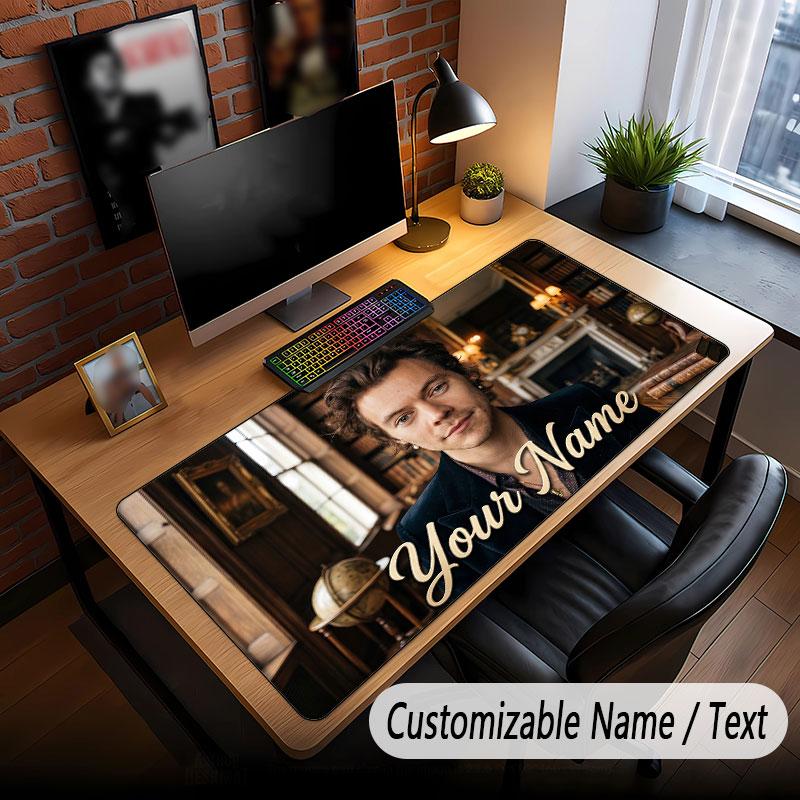 Custom Name Extended Mouse Pad,Harry Styles Gaming Desk Mat For Home Office Desktop Decor