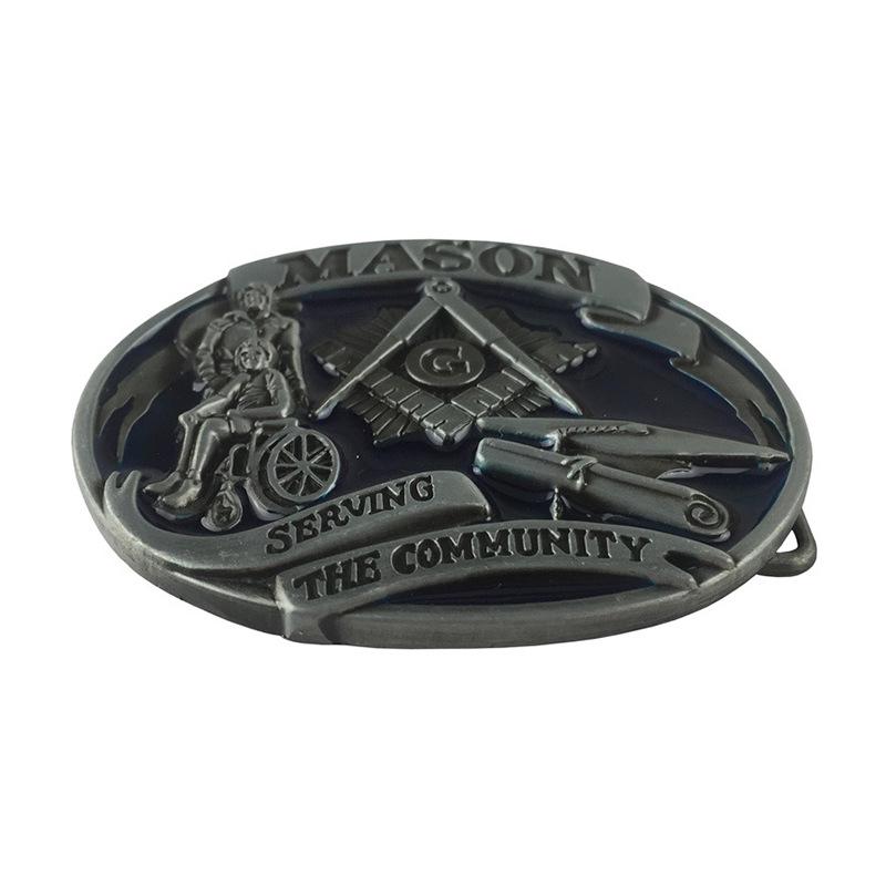 Retro Masonic Plate Buckle: American West-Inspired Fashion Belt