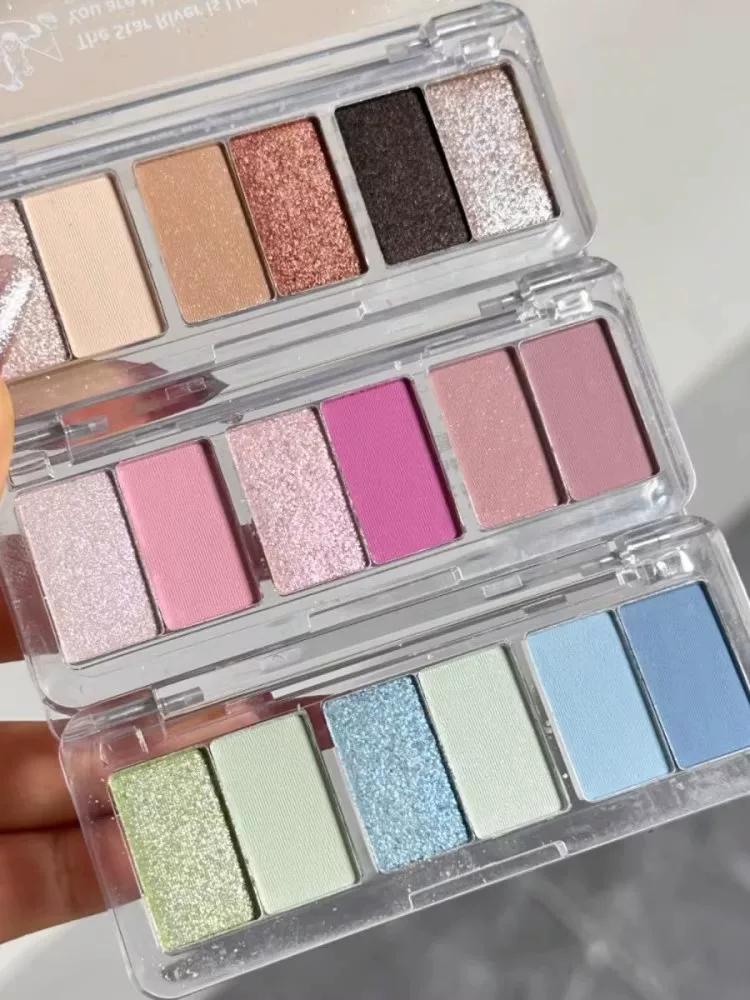 Summer Ice Is Blue and Green! Dopamine Eye Shadow Plate 2025 New Arrival Matte Shimmer Thin and Glittering Cool Blue Green