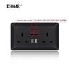 EIOMR 13A UK Standard Plug Power Wall Socket and Switch 250V, with USB Type-C Charger Port 5V 2.1A, Black PC Curved Frame Panel