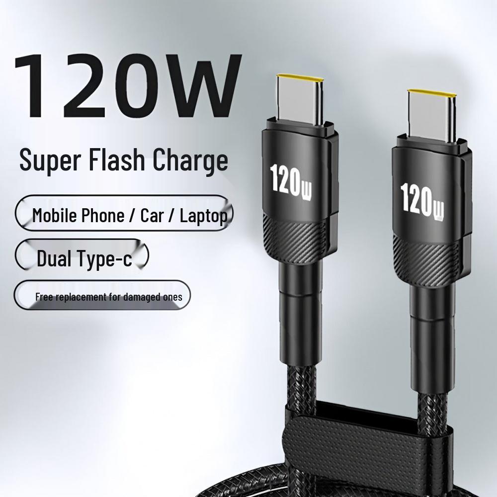 120W Dual-Typ-C 6A Schnellladekabel für Huawei & Apple 15/16 Laptop/Telefon