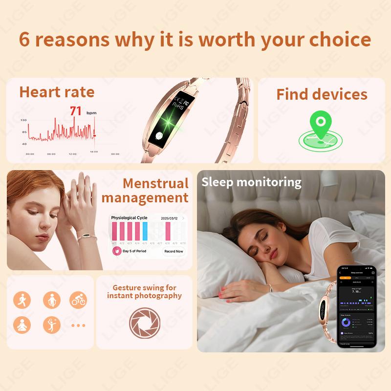 New Fashion Ladies Smart Bracelet Female Healthy Heart Rate Sleep Monitor Sports Fitness Tracker Smartwatch Band For Women