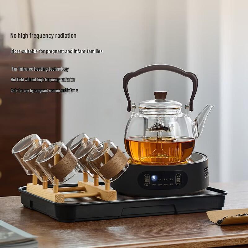 YIHUTEA Minimalist Glass Tea Steaming Set with Electric Stove