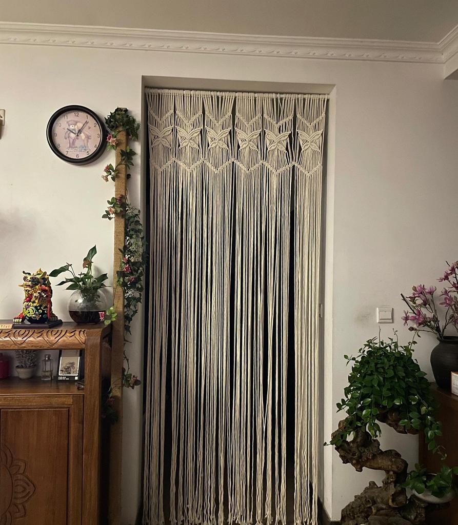 Handmade Woven Cotton Rope Tapestry Door Curtain: Nordic Bohemian Style for Home Decor