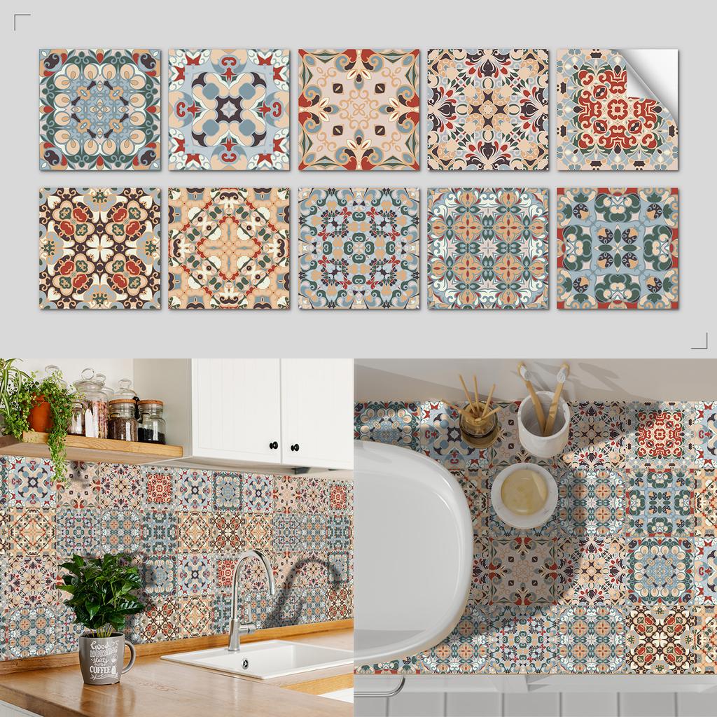 Nordic Tile Art Wall Sticker Kitchen Bathroom Waterproof And Oil-Proof Wallpaper Self-Adhesive Crystal Film Tile Sticker