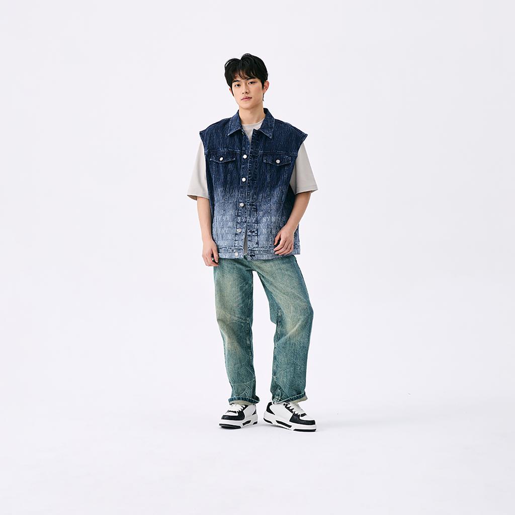 New MLB MONOGRAM Collection New York Yankees SS25 Denim Vest Unisex Dark Navy Blue 3AVTM0151-50NYD