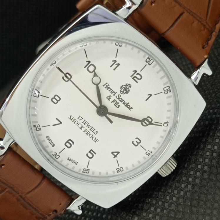 

REFURBISHED VINTAGE HENRI SANDOZ & FILS SWISS MENS WRIST WATCH a416467-2 Sku622a-a416467