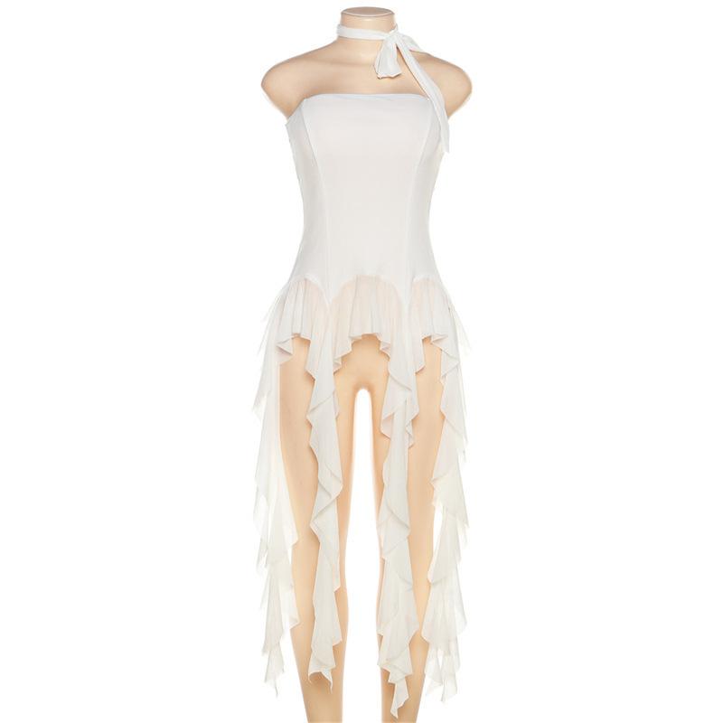 European and American style spring new women's clothing fairy fluttering temperament Muse fringed edge versatile tube top