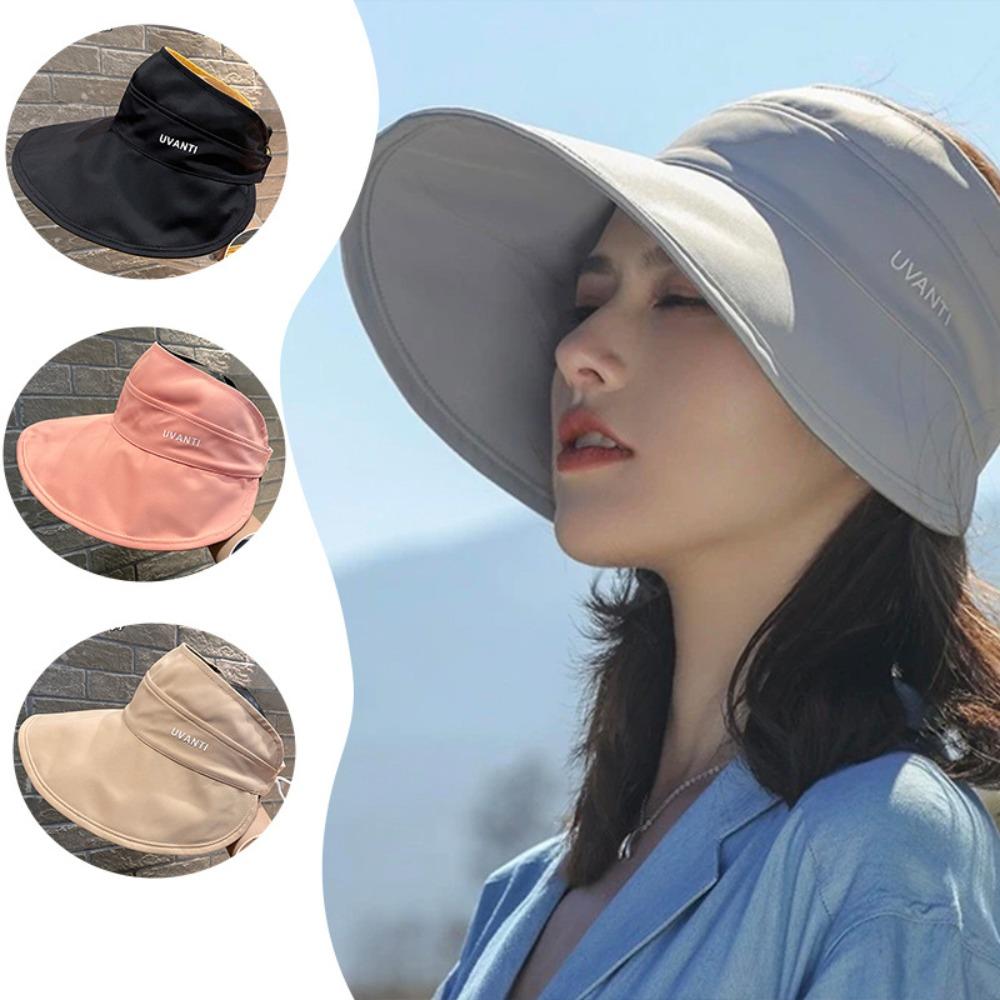 Visor Hat Ice Silk High Ponytail Hat Sunshade Double-face Sun Hat Folding Empty Top Cap  Streetwear