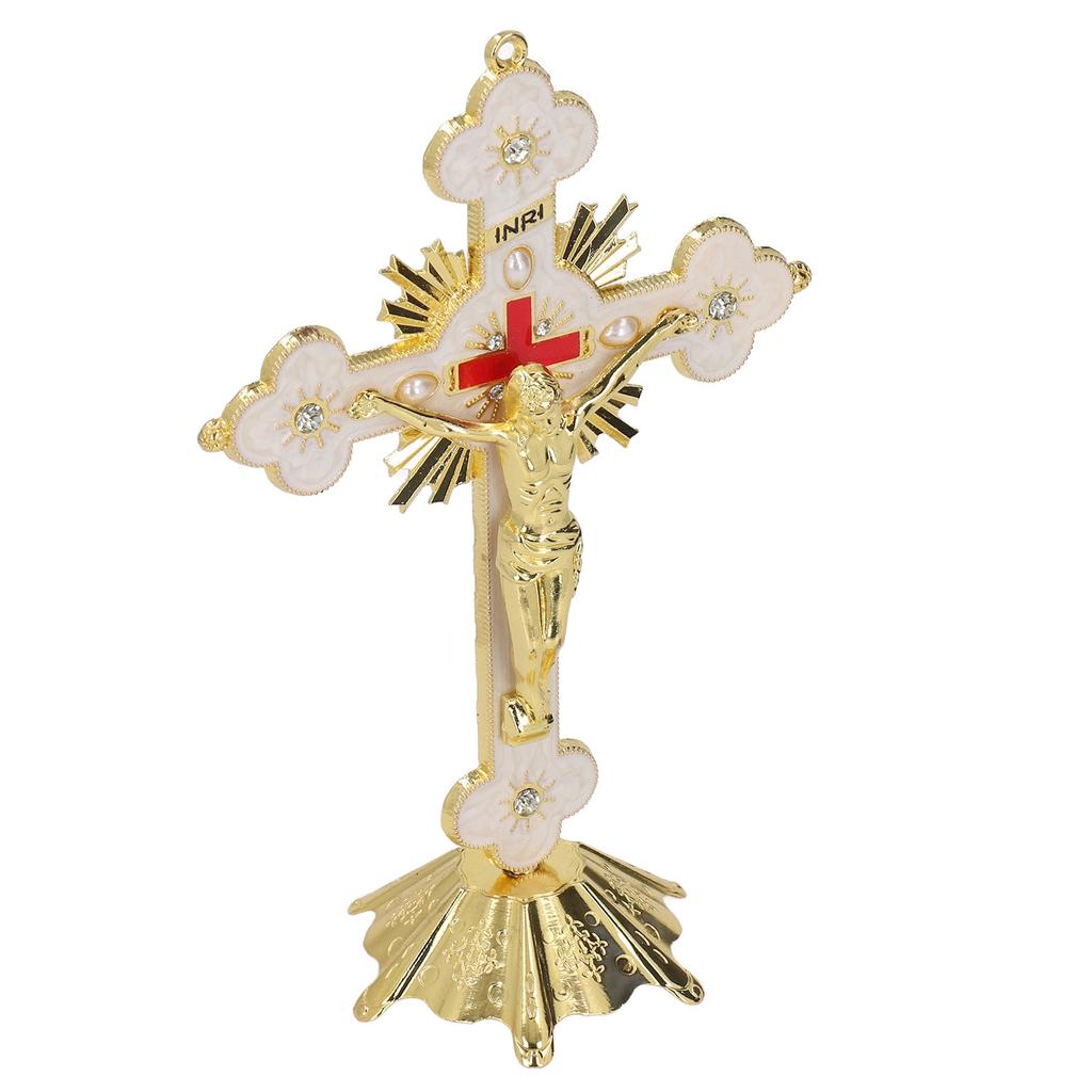 Metal Enamel Crosses Enamel Coating Anti Rust Gold White Crosses Wall Decor for Dining Table