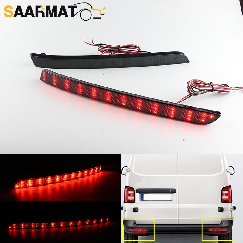 2PCS For VW Transporter T5 Red LED Rear Bumper Reflector Light Caravelle / Multivan (Pre-facelift) 12-16 Fog Lamp Running Lights