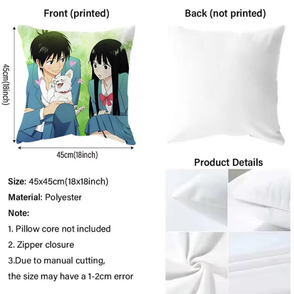 Kimi Ni T-Todoke Anime Cushion Cover Premium Comfort Reversible Pillow Cove -Two In One Design For Any Room & Car Interior
