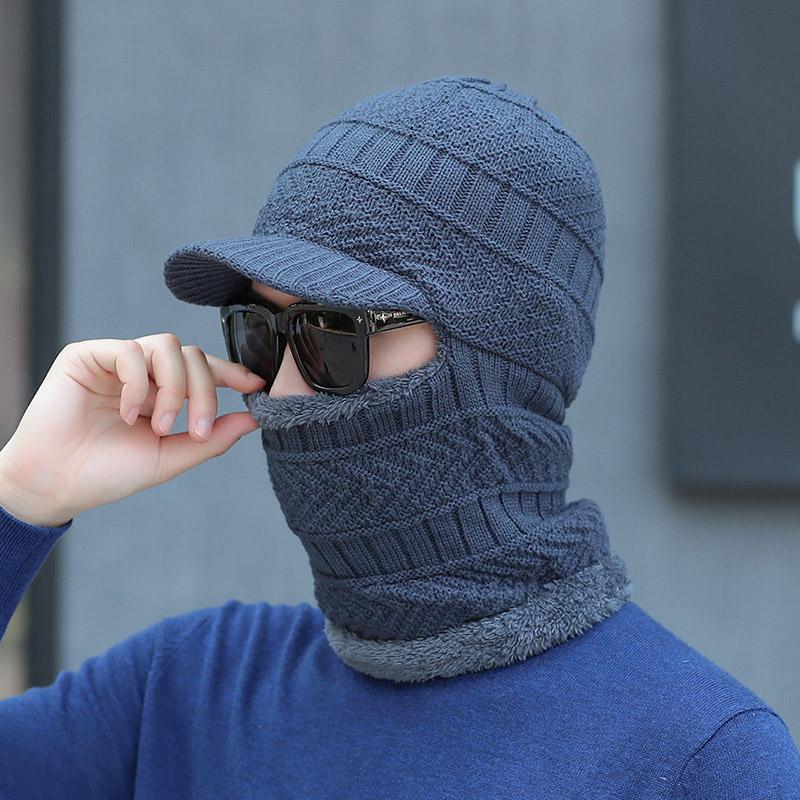 Men's Beanie Hat Scarf Set Neck Cover Winter Warm Fleece Knitted Thick Ski Cap, Men's Beanie Hat Scarf Set Neck Cover Winter Warm Fleece Knitted Thick Ski Cap,