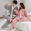 Matching Long Top and Bottom Set D.IIZOO Pajamas, Sleeves, Open-Front, Winter, Fluffy, Warm, Cute, Thick, Loungewear, (Size L, Pink)