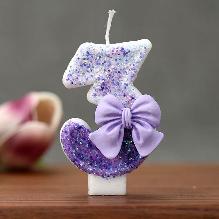 Cute Pink Bow Children's Birthday Candle Decoration for Cake