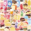 50 Hand-painted Food and Drinks Doodle Stickers Trolley Box Water Cup Diary Waterproof Diy Stickers