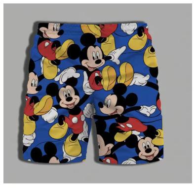 2025 Summer Men s Hawaiian Swimming Pants 3D Printed Mickey Minnie Mouse Beach Pants Quick-Drying Shorts XS