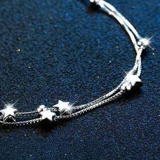 Star Chain Bracelet Minimalist Star Beads Bracelet Multi Strand Chain Link Charm Dainty Bracelet Simple Jewelry Gift for Teens Women