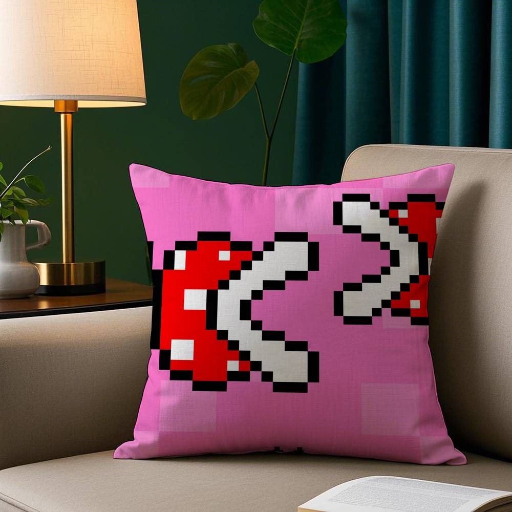 Cartoon M-MarioS Game Pillow Case Plush Fabric Soft Pillowcase Double Sided Print Sofa Cushion Cover Throw