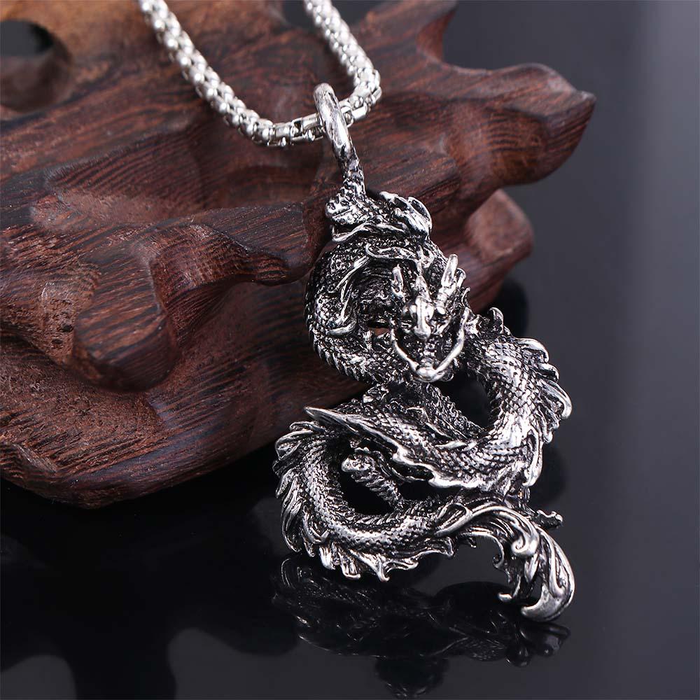 Hiphop Street Titanium Steel Korean Clavicle Choker Man Chain Necklace Neck Jewelry Dragon Pendant