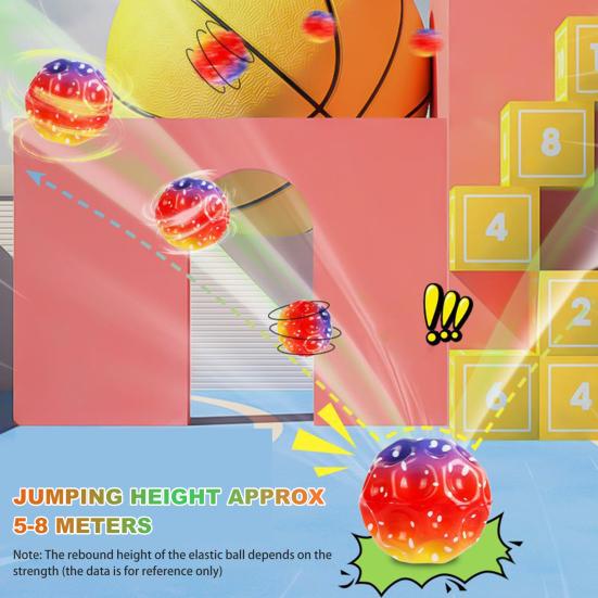 Moon Space Hoppeballer for barn Unike lydeffekter Hoppeball LED-opplysing Stressavlastende lekeball gave til gutter, jenter i alderen 3-6