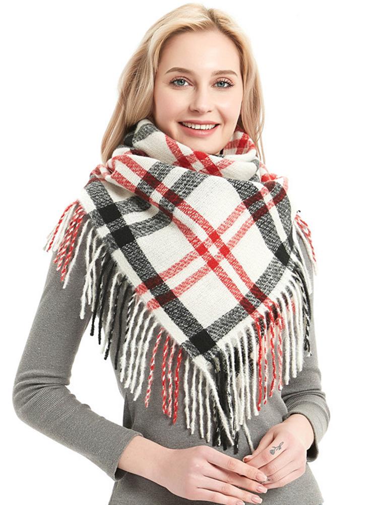 Imitation Cashmere Women Scarf Winter Plaid Fringed Scarve Pashmina Mujer Female Echarpe Hiver Foulard Bufanda Thick Wrap Shawls