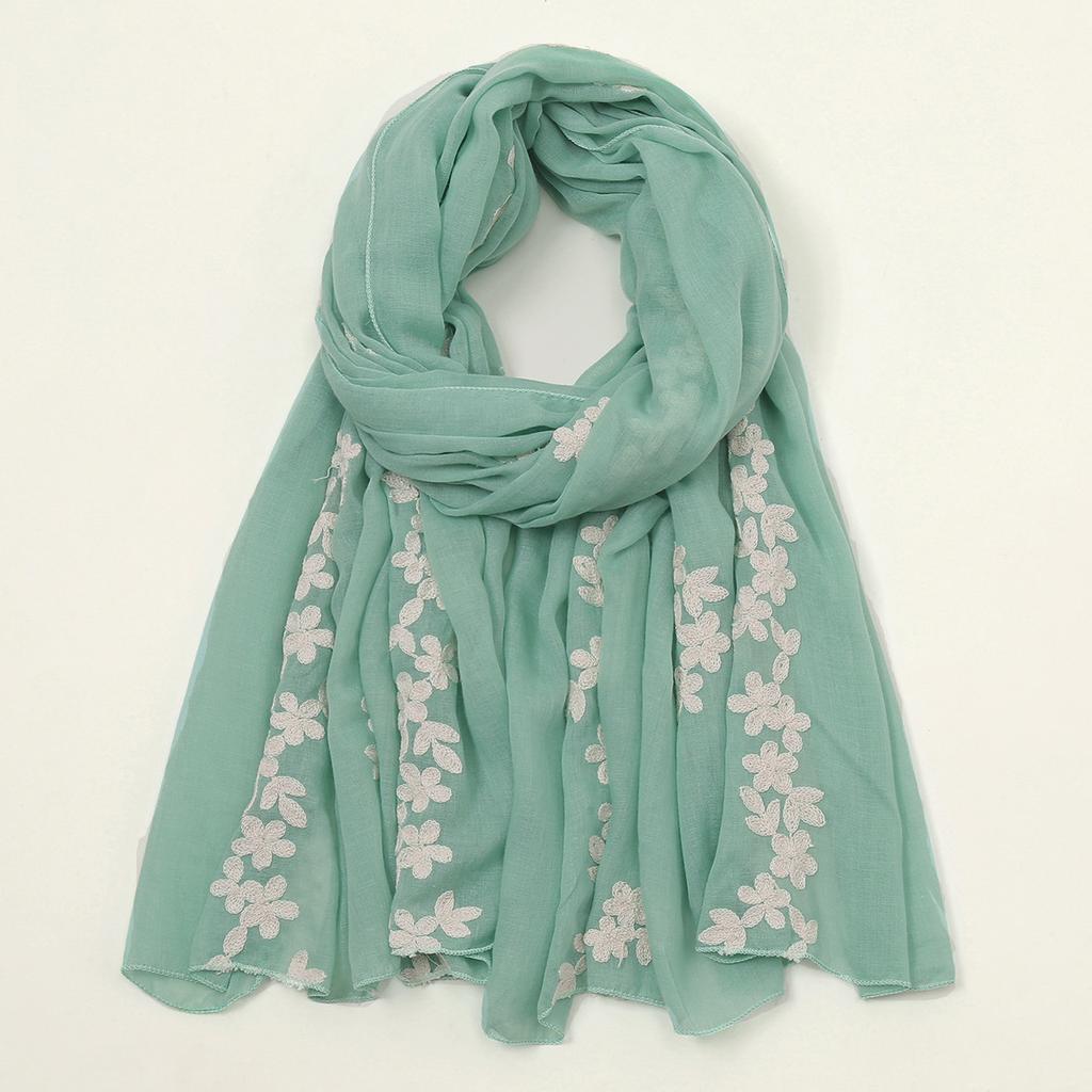 180*80cm Boho Cotton Scarf for Women Lightweight Floral Fashion Flower Scarves Cotton Feeling Shawl Wrap