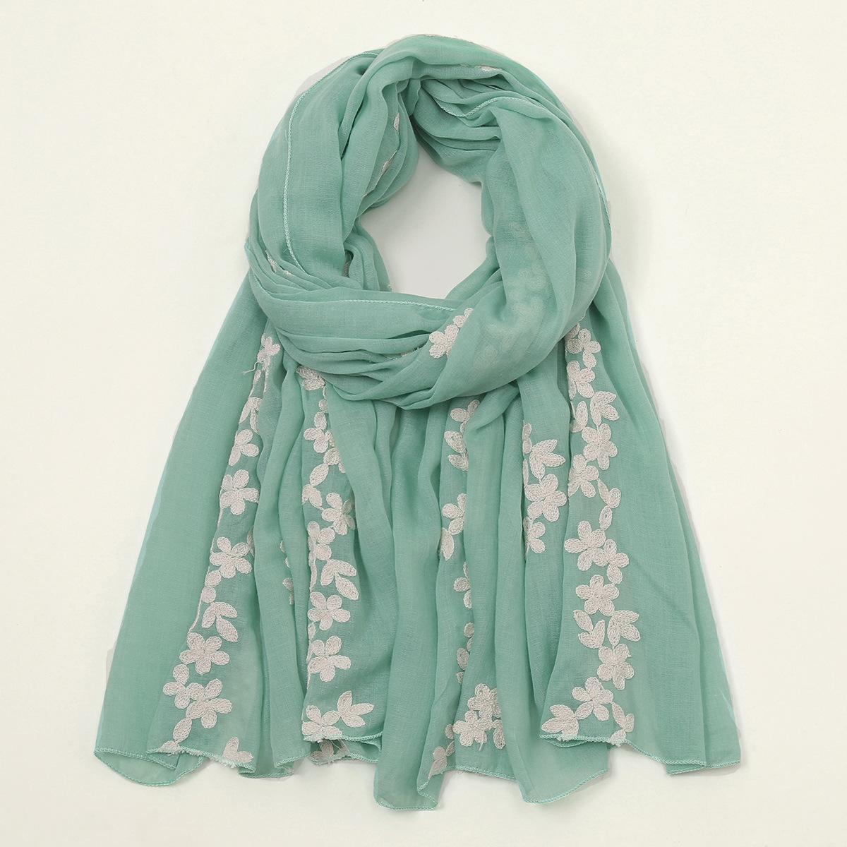 

180*80cm Boho Cotton Scarf for Women Lightweight Floral Fashion Flower Scarves Cotton Feeling Shawl Wrap 180*80cm светло-зеленый
