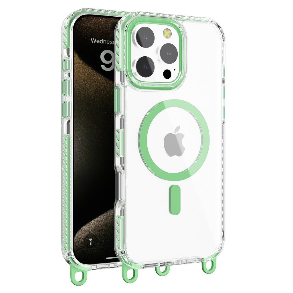 For iPhone 14 Pro Max Magnetic Phone Case Compatible with MagSafe PC+TPU Cover with Lanyard Hole