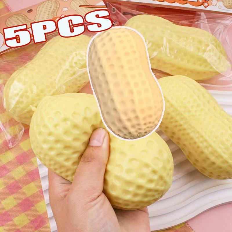 1-5Pcs Funny Peanut Shape Stress Ball Decor Ornaments Squeeze Squishy Toy Buttery-Soft Feel Fidget Toy Sensory For Kids & Adults