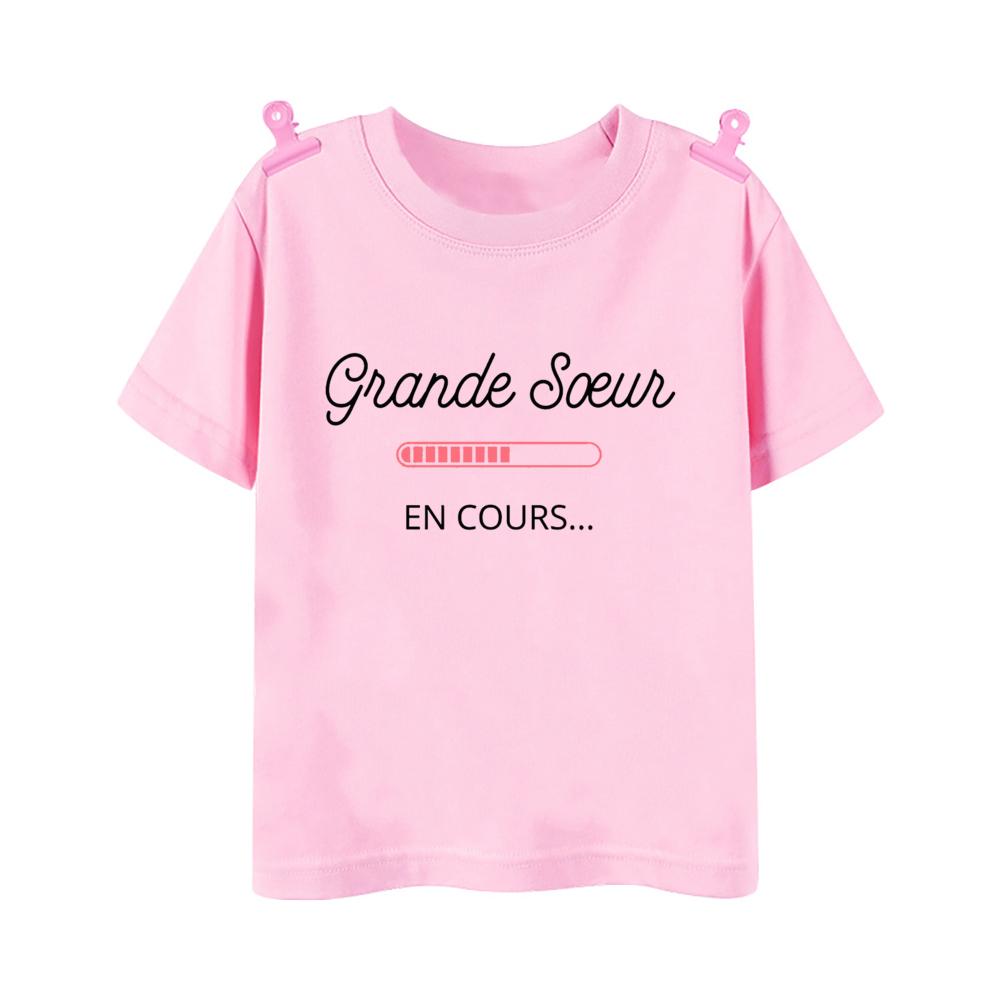 I Will Become A Big Sister Rainbow Print Kids Shirt Baby Announcement T-shirt Friend Printed Girls Tops Child Short Sleeve Tee