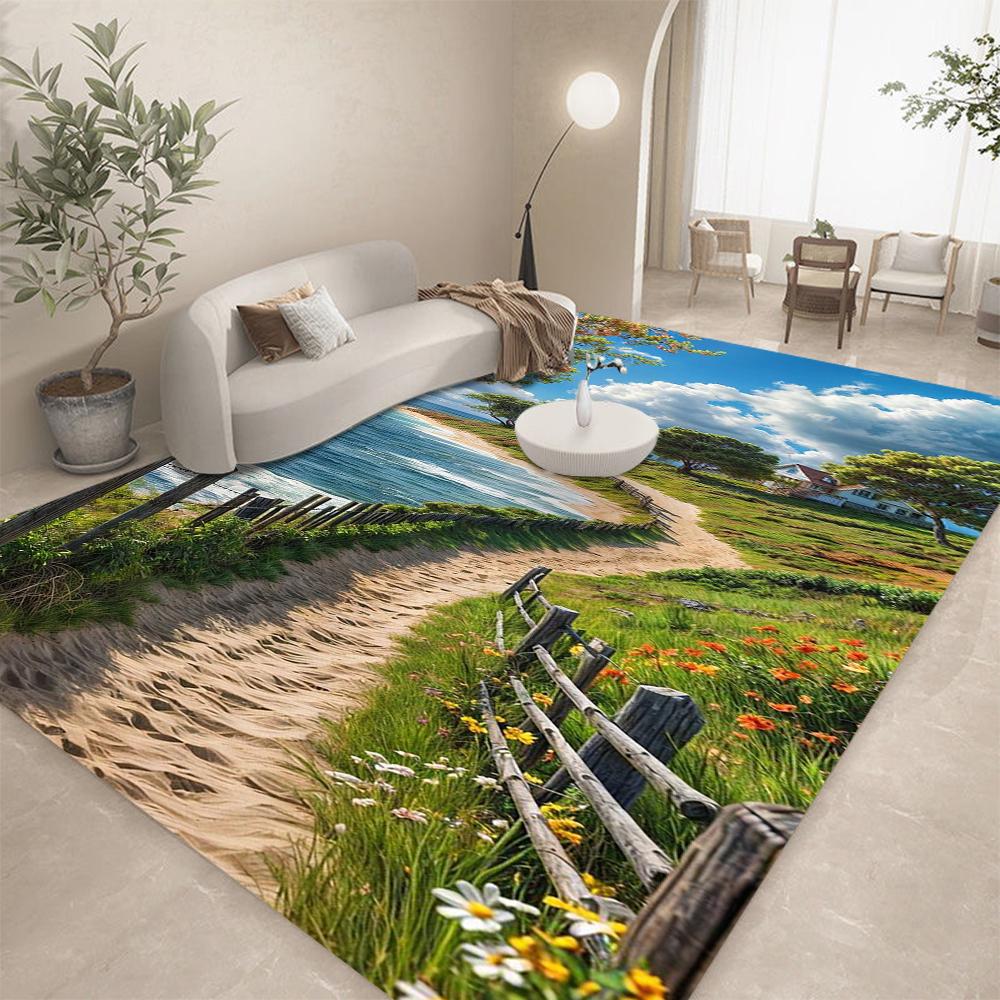 

3D Seaside Landscape Carpet Premium Carpet Mat Rug for Home Decoration | Non-slip Floor Carpet for Living Room & Bedroom 40x60cm