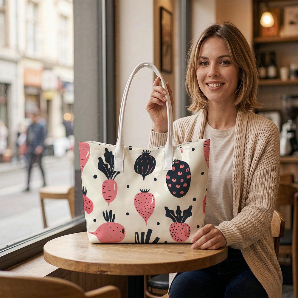 Cute Fruit Print Tote Bag Fashion Casual Large Capacity Daily Shoulder Handbag for Women