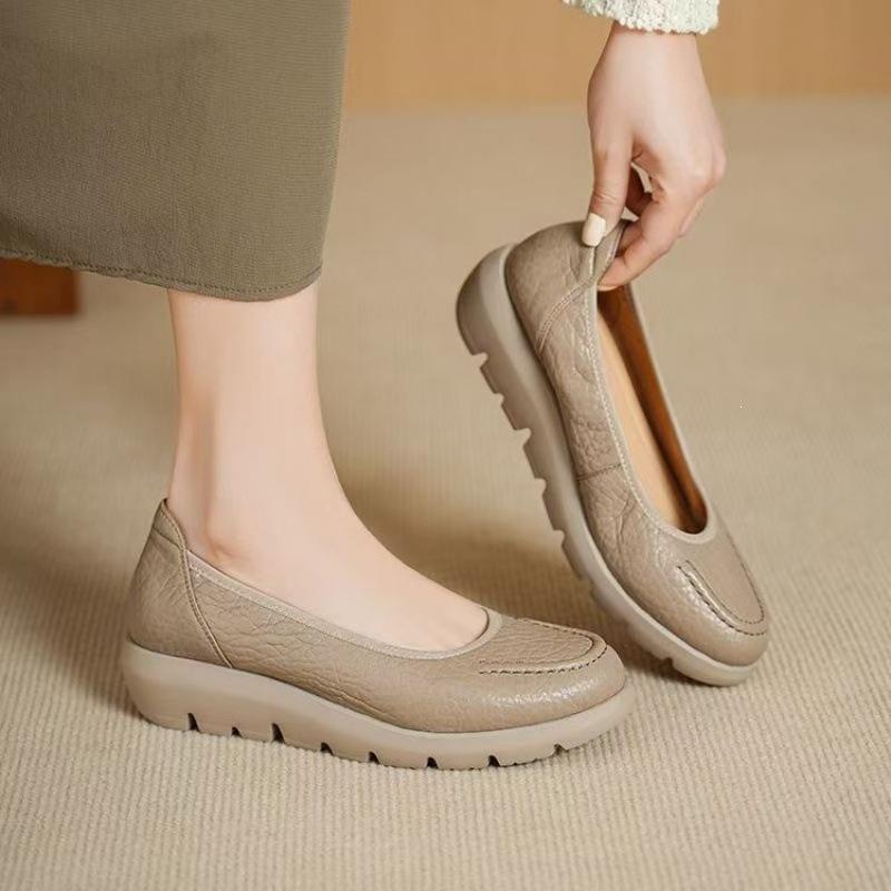 Comfortable Women's Shoes Platform Spring and Summer Round Head New Shallow Mouth Single Shoes Fashion Casual French Retro 2026