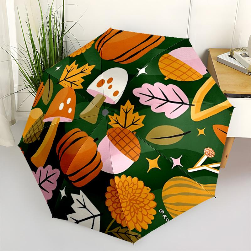 

1pc Autumn Foliage Automatic Open/Close Folding Umbrella - Compact 8-Rib Design, Daily Use, Perfect Gift for Friends & Family yy251124193