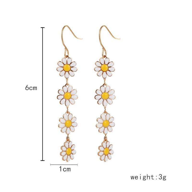 Fashion Colorful Daisy Drop Earring Vintage Long Tassel Dangle Earrings for Women Wedding Party Jewelry Gift