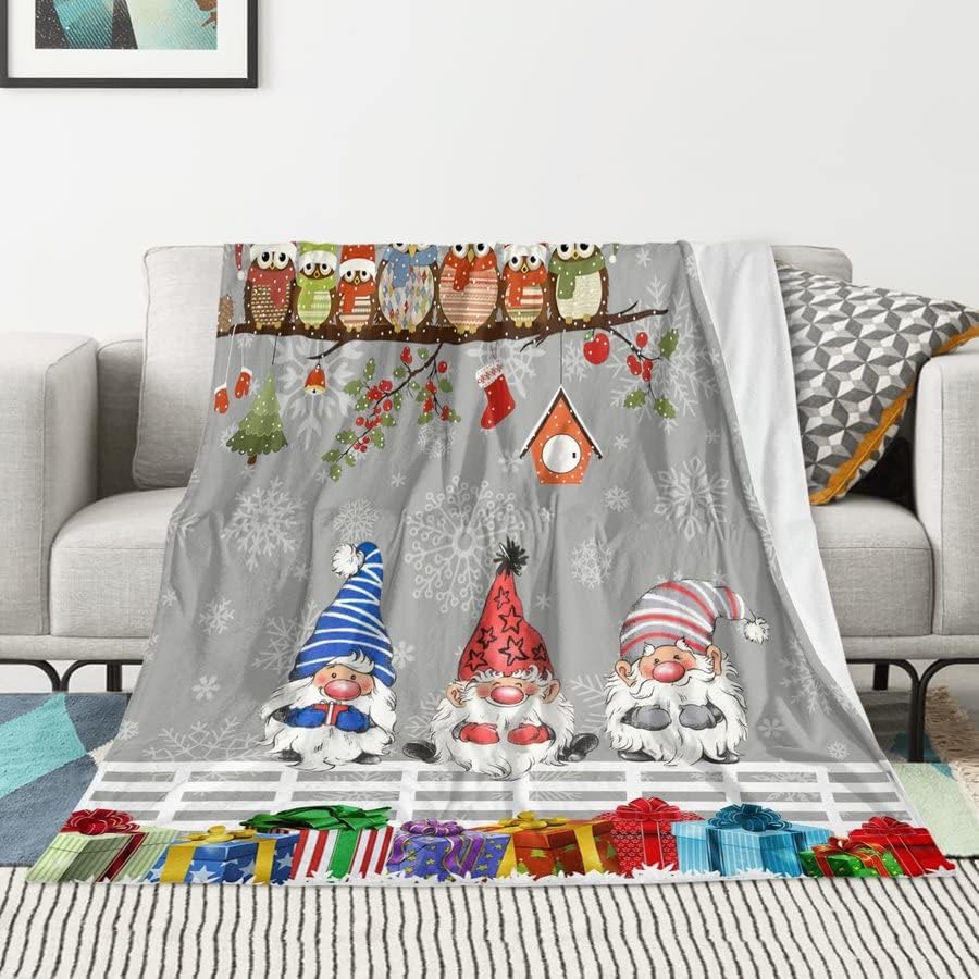 GUOYU Blanket Flannel Bed Blanket Cartoon Sleepy Gnome Purple CozySoft Plush Blankets for Bed Couch Living Room Sofa Chair 60x80 Inch