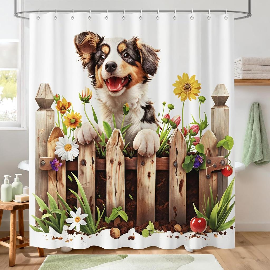 Cute Panda Shower Curtain,Funny Farmhouse Panda Chinese Animal Floral Leaves Waterproof Polyester Fabric Bathroom Curtain with
