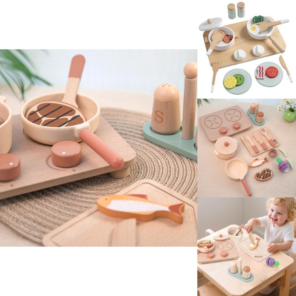 Wooden Simulation Cooking Utensils, Pots, And Children Toy Sets For Sensory And Cognitive Growth