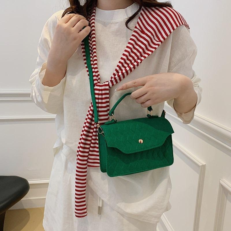 Simple felt handbag autumn new trend bag women's casual small square bag fashion shoulder bag