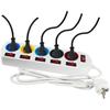 Power Strip - GAO - 5 Sockets - With Switches, 16A, 230V