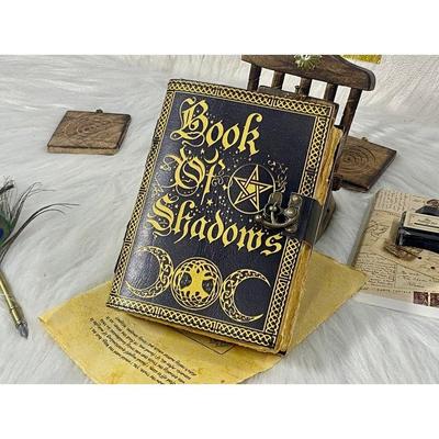 Księga Cieni Ręcznie robiony Skórzany Dziennik Grimoire Dziennik Vintage Skórzany Notes z Krawędzią Papiery Ręcznie Cięte Prezenty dla Mężczyzn i Kobiet
