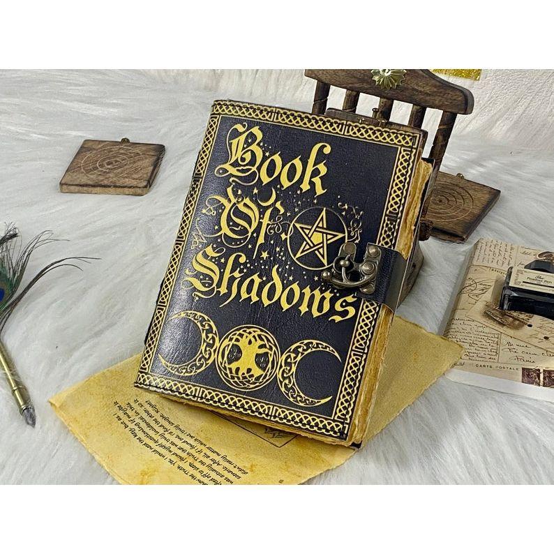 

Book of Shadows Handmade Leather Journal Grimoire Journal Vintage Leather NoteBook with Deckle Edge Paper Gifts for Men and Women 7 x 5 in - 100 Sheet