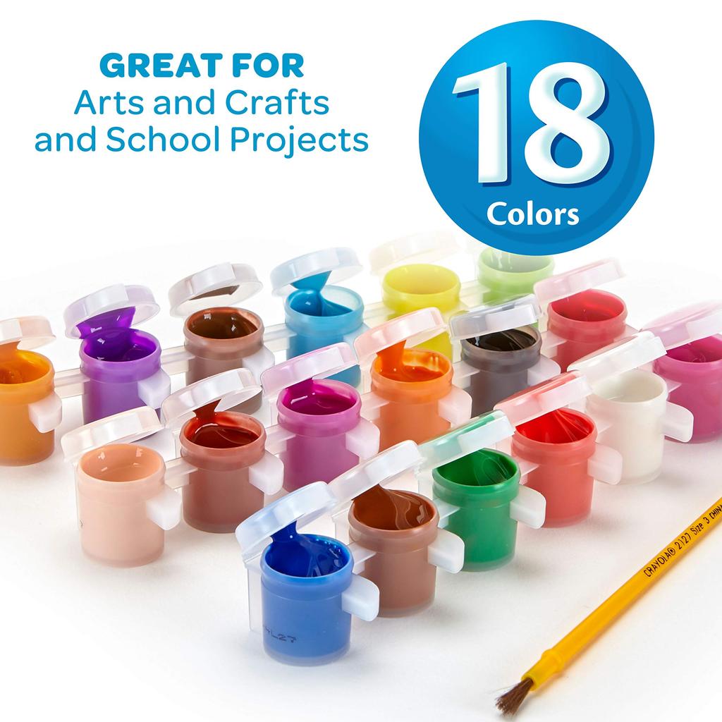 Crayola Mini Bottle Paint 18 Color Set with Brush Easy to Remove with Water Genuine Product 540125