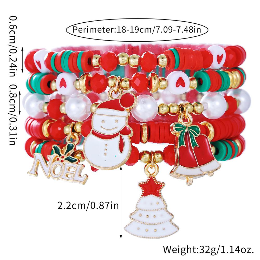 Christmas Bracelet Set Holiday Ornaments Snowman Santa Bracelet