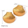 Gold Color Metal Texture Shell-shape Stud Earrings Women 18K Gold Plated Starfish Pendant Layered Chain Necklace Beach Jewelry
