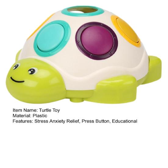 Cartoon Turtle Push Button Toy Stress Anxiety Relief Press Button Tortoise Toy Hand-Eye Coordination Animal Finger Clicker Fidget Toy