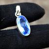 Oval Cut Blue Iolite Quartz Gemstone 925 Sterling Silver Artisan Pendant